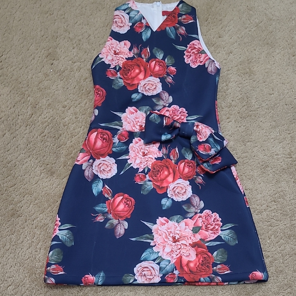 Peppermint Navy and Pink Floral Kids Dress